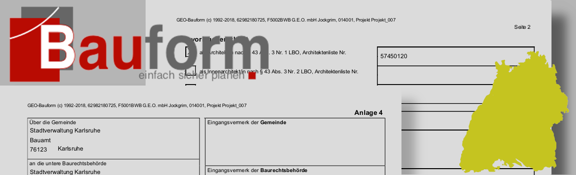 Bauantragsformulare für Baden-Württemberg